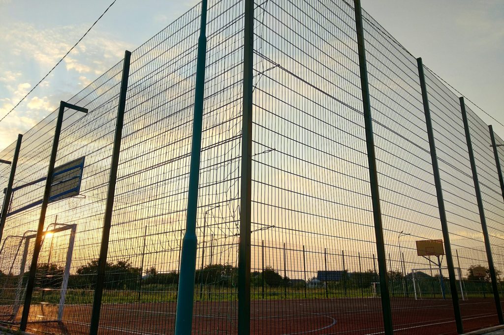 Outdoors mini football and basketball court with ball gate and basket